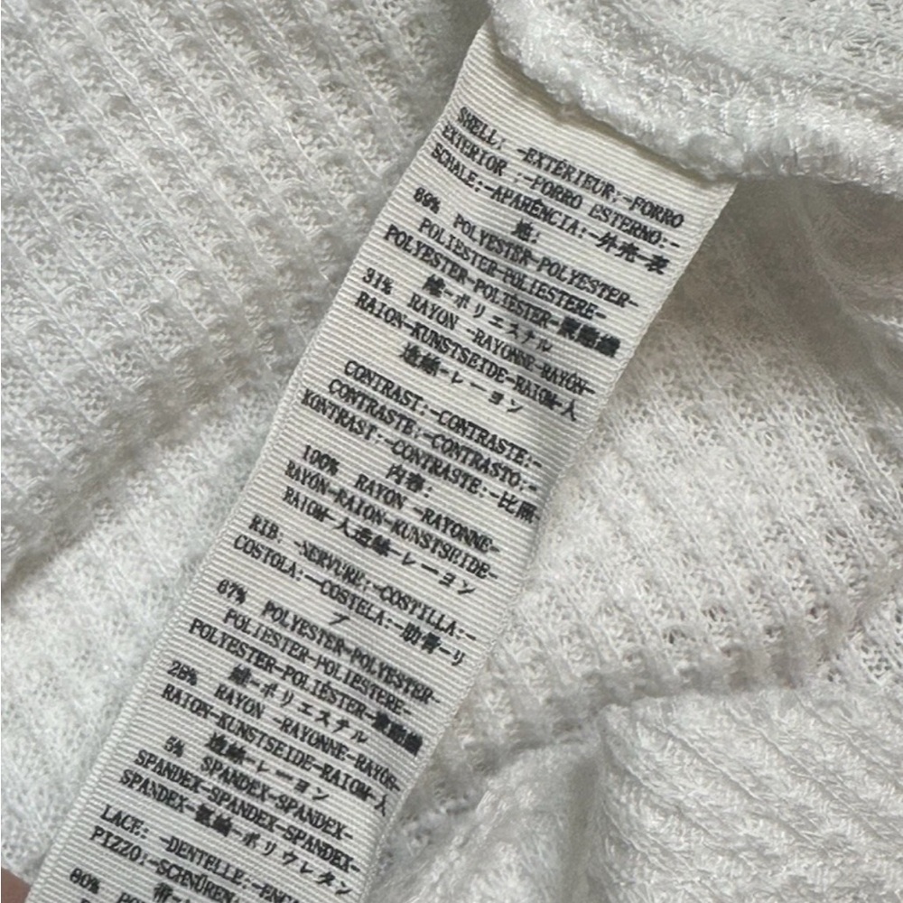 SOLD! Free People Sweetest Thing Thermal Top Size L White Embroidered Lace - Picture 9 of 10